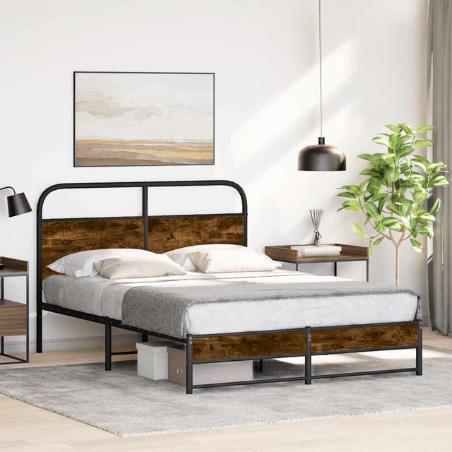 Vidaxl bedframe zonder matras bewerkt hout gerookt eiken 120x190 cm