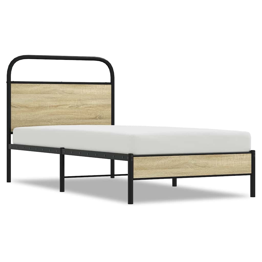 Vidaxl bedframe zonder matras bewerkt hout sonoma eikenkleur 75x190 cm