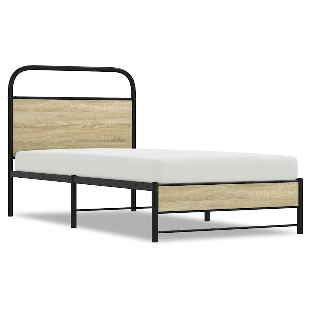 Vidaxl bedframe zonder matras bewerkt hout sonoma eikenkleur 75x190 cm