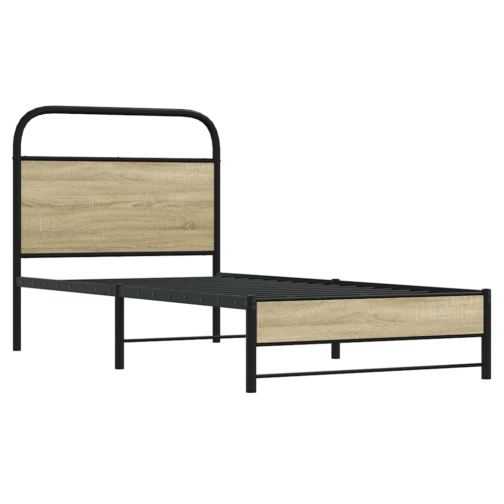 Vidaxl bedframe zonder matras bewerkt hout sonoma eikenkleur 75x190 cm