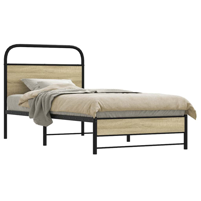 Vidaxl bedframe zonder matras bewerkt hout sonoma eikenkleur 75x190 cm