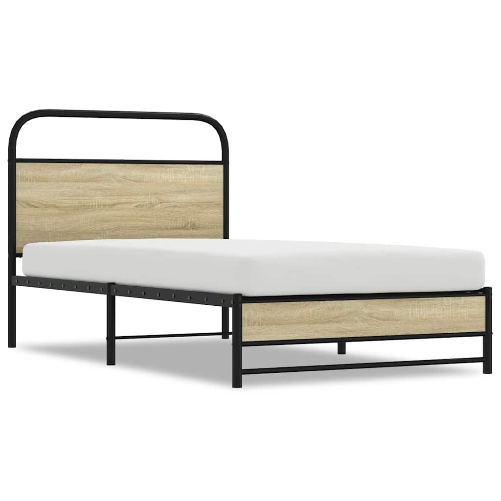 Vidaxl bedframe zonder matras bewerkt hout sonoma eikenkleur 90x190 cm