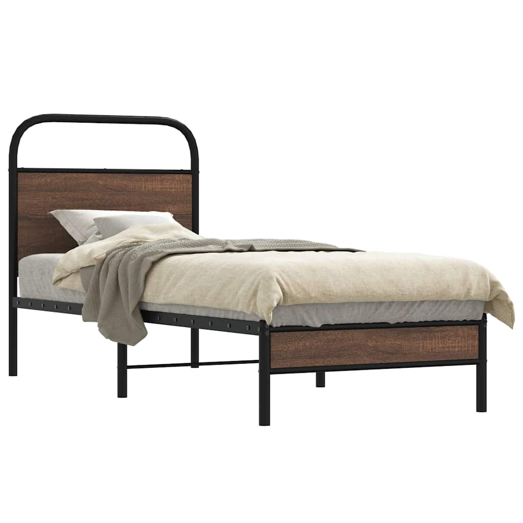 Vidaxl bedframe zonder matras bewerkt hout bruin eikenkleur 75x190 cm