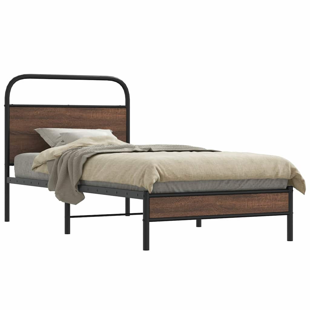Vidaxl bedframe zonder matras bewerkt hout bruin eikenkleur 90x200 cm