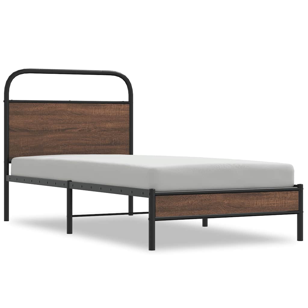 Vidaxl bedframe zonder matras bewerkt hout bruin eikenkleur 100x200 cm