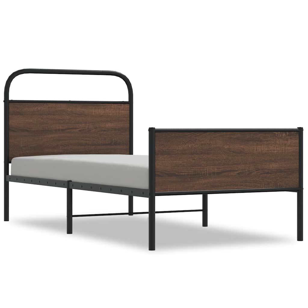 Vidaxl bedframe zonder matras bewerkt hout bruin eikenkleur 100x190 cm