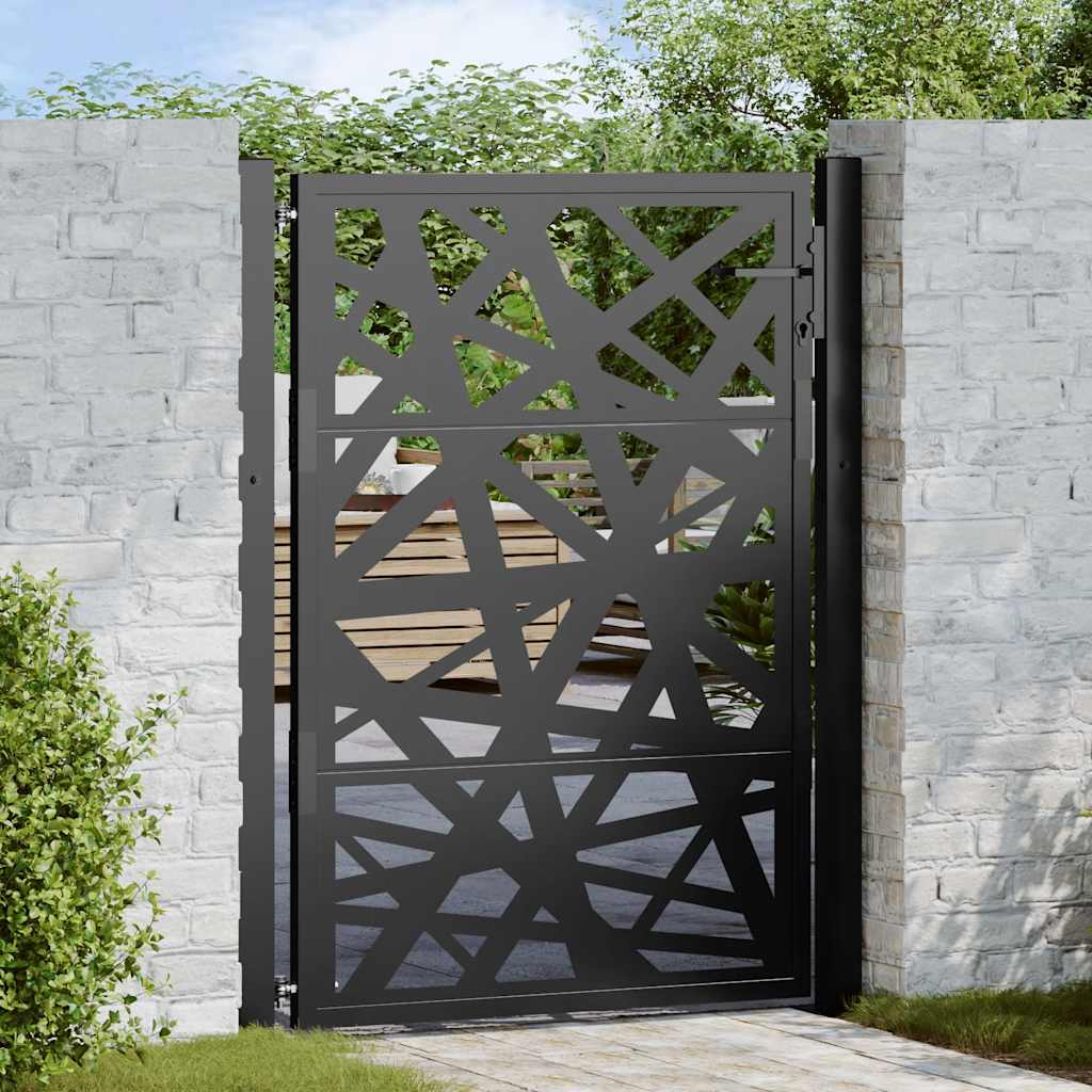 Vidaxl poort met lichtontwerp 100x125 cm staal zwart