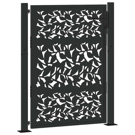 Vidaxl poort met bladontwerp 100x125 cm staal zwart