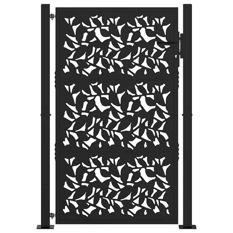 Vidaxl poort met bladontwerp 100x150 cm staal zwart