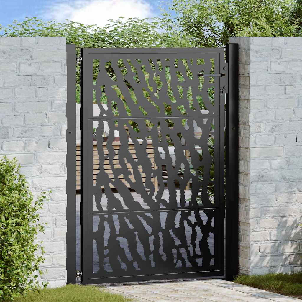 Vidaxl poort met sporenontwerp 100x125 cm staal zwart