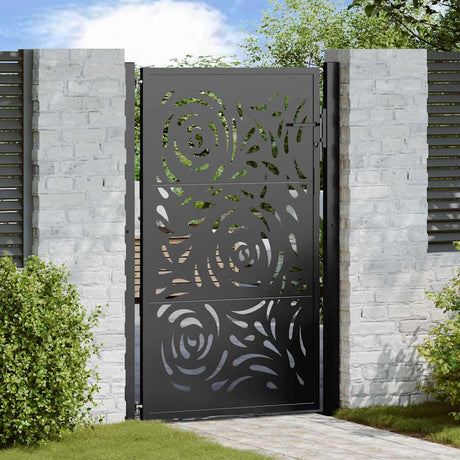 Vidaxl poort met vlamontwerp 100x150 cm staal zwart