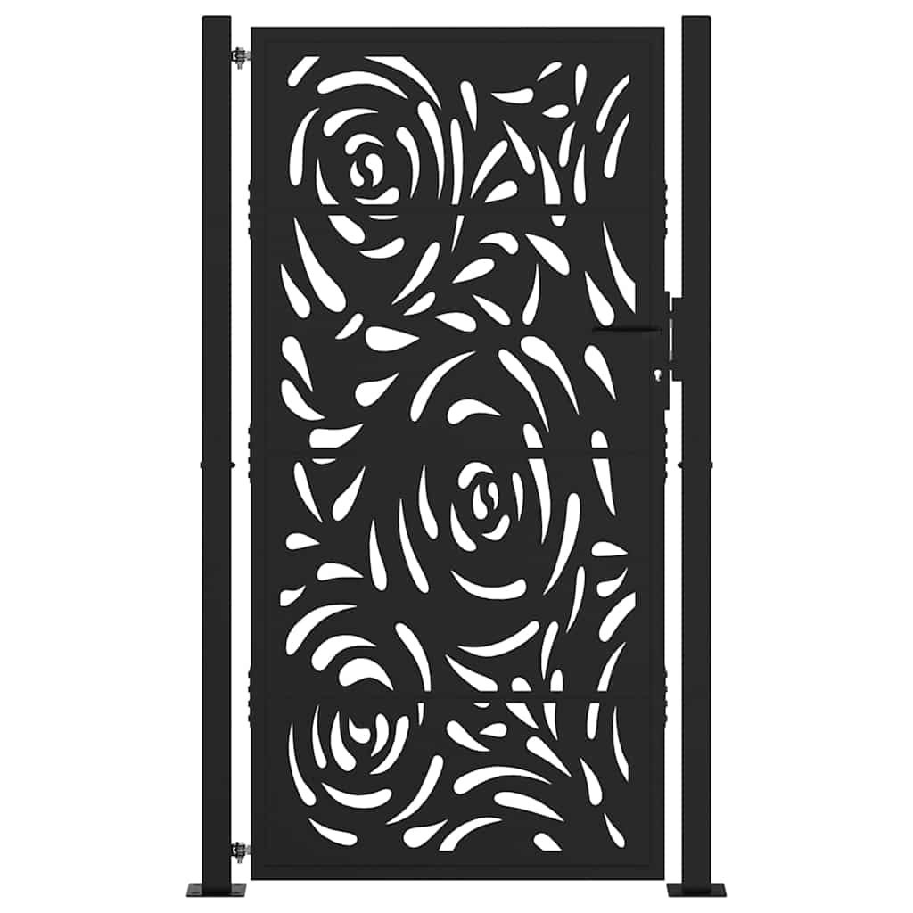 Vidaxl poort met vlamontwerp 100x175 cm staal zwart