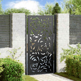 Vidaxl poort met vlamontwerp 100x175 cm staal zwart