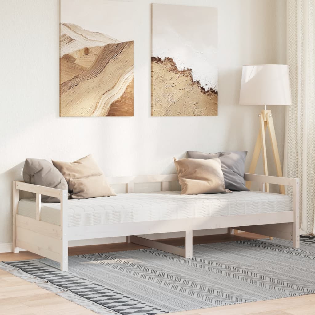 Vidaxl slaapbank met matras 80x200 cm massief grenenhout wit