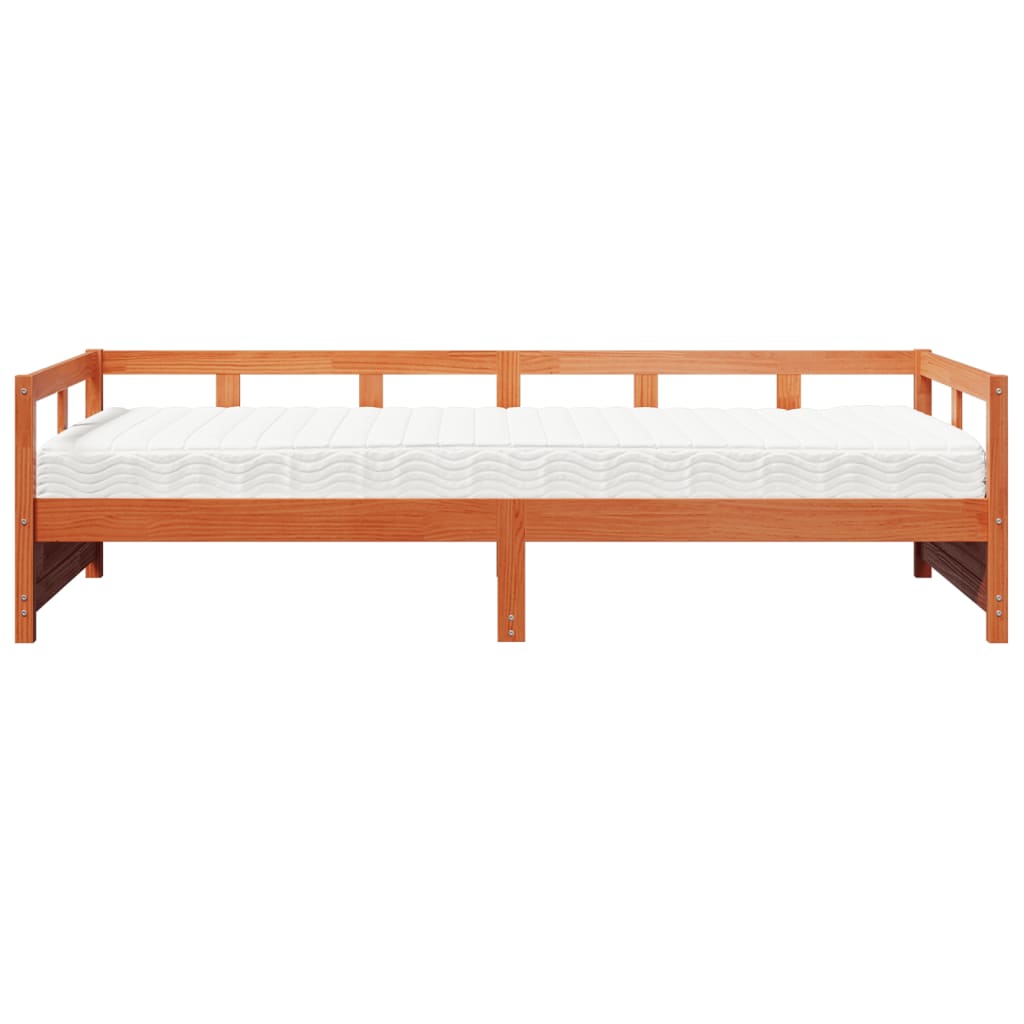 Vidaxl slaapbank met matras 80x200 cm massief grenenhout wasbruin