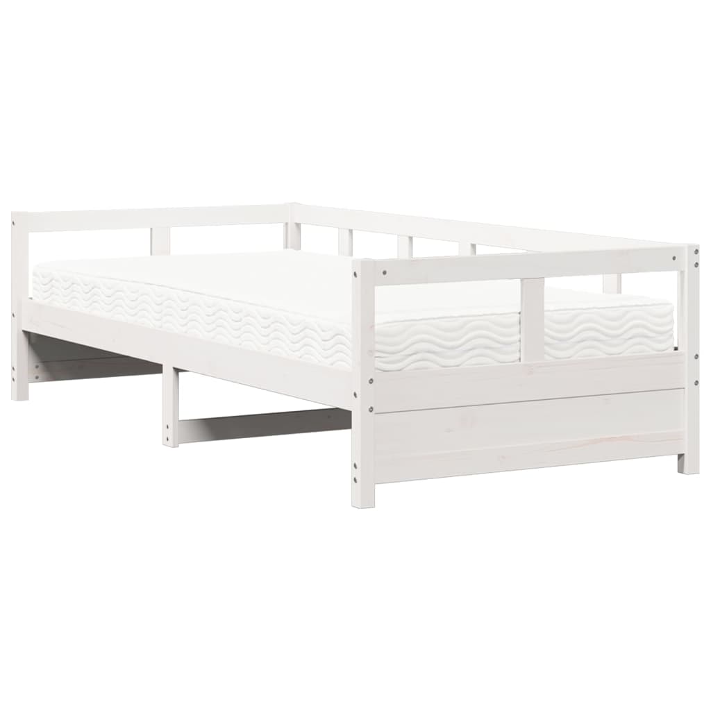 Vidaxl slaapbank met matras 90x200 cm massief grenenhout wit