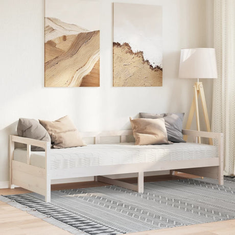 Vidaxl slaapbank met matras 90x200 cm massief grenenhout wit
