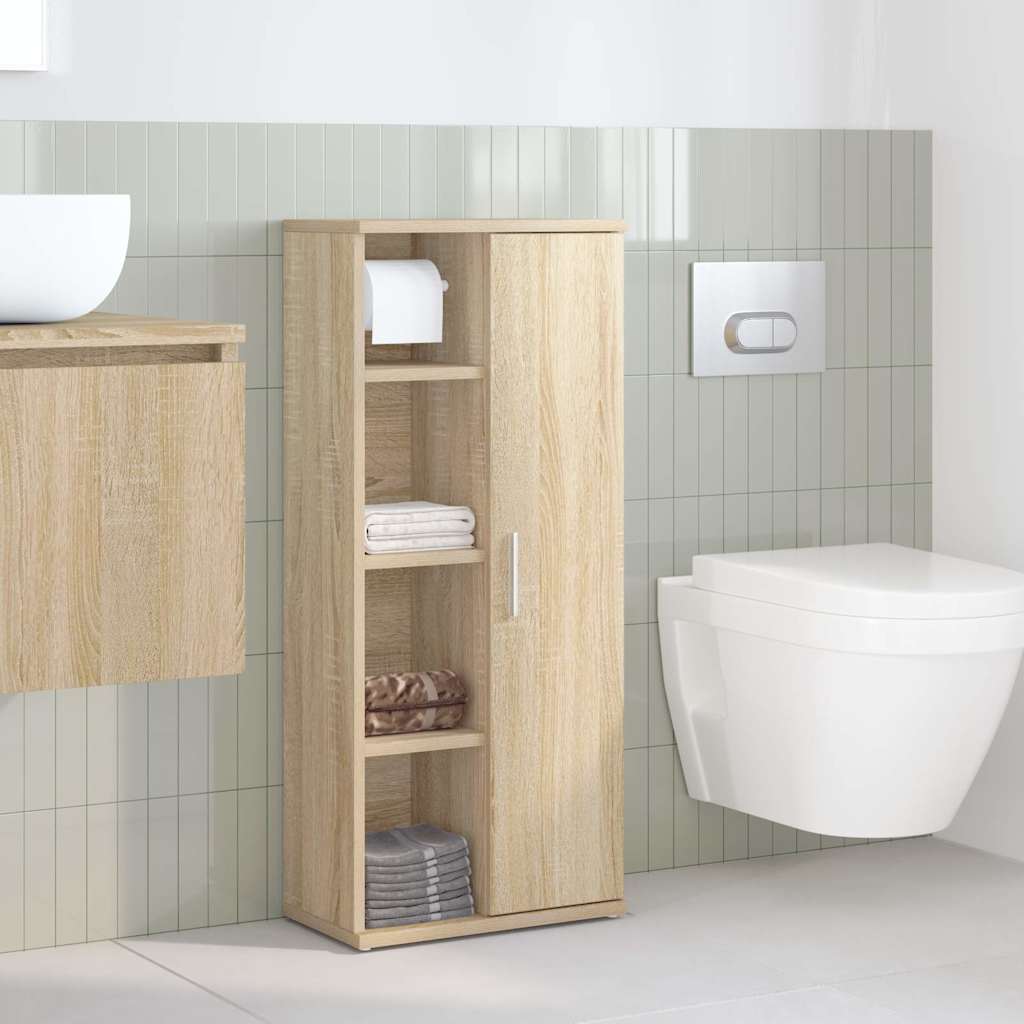 Vidaxl badkamerkast met rolhouder 39x22x90 cm sonoma eikenkleurig
