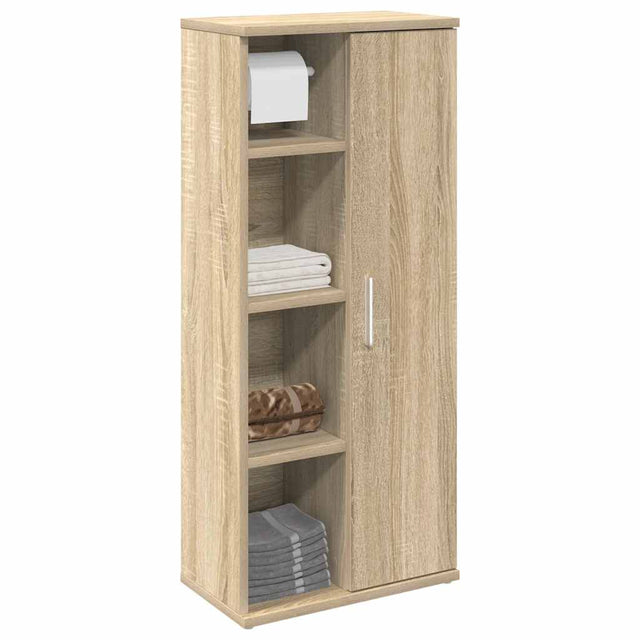 Vidaxl badkamerkast met rolhouder 39x22x90 cm sonoma eikenkleurig