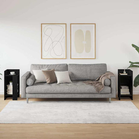 Vidaxl bijzettafels 2 st met plank 25,5x27x60 cm zwart