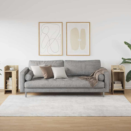 Vidaxl bijzettafels 2 st met plank 25,5x27x60 cm sonoma eikenkleurig