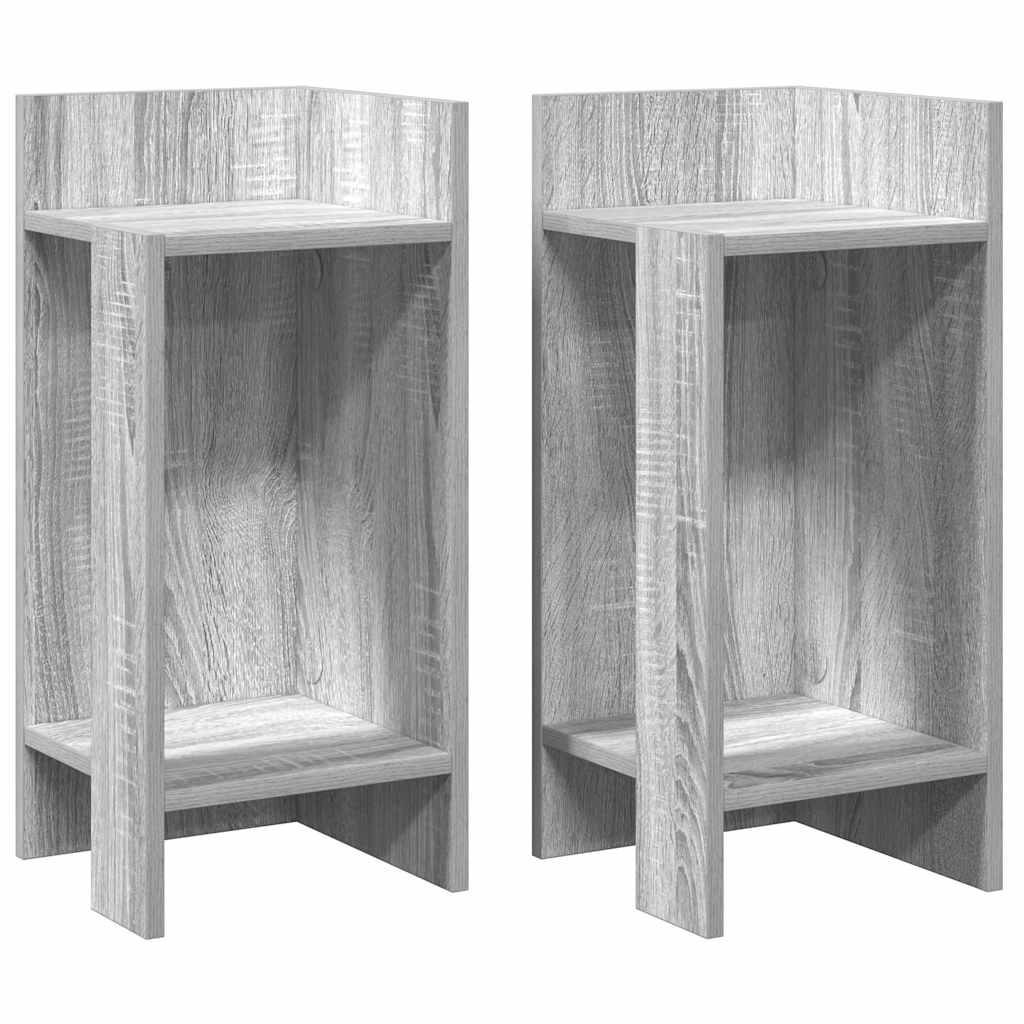 Vidaxl bijzettafels 2 st met plank 25,5x27x60 cm grijs sonoma eiken