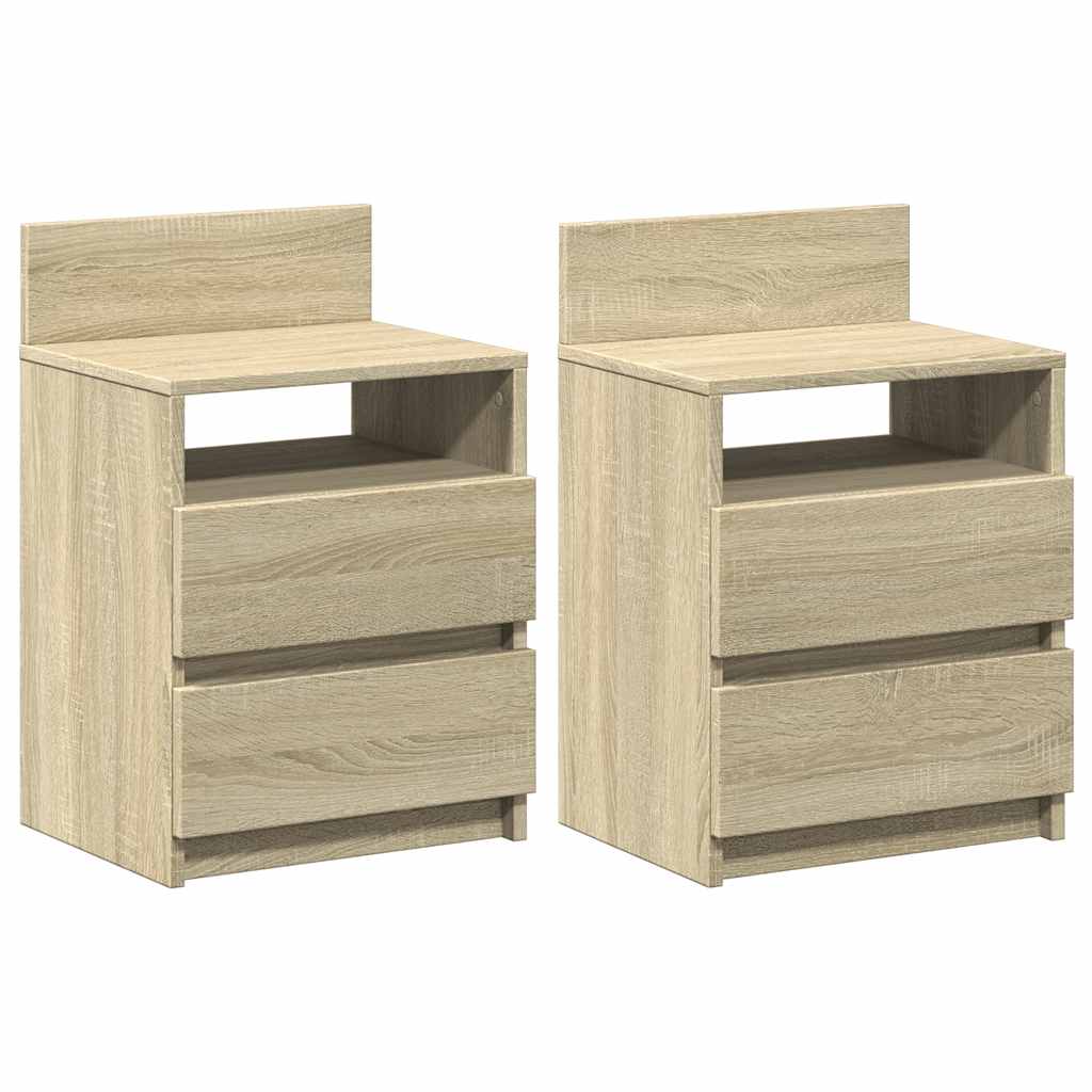 Vidaxl nachtkastjes 2 st met 2 lades 40x33x60 cm sonoma eikenkleurig