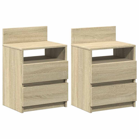 Vidaxl nachtkastjes 2 st met 2 lades 40x33x60 cm sonoma eikenkleurig