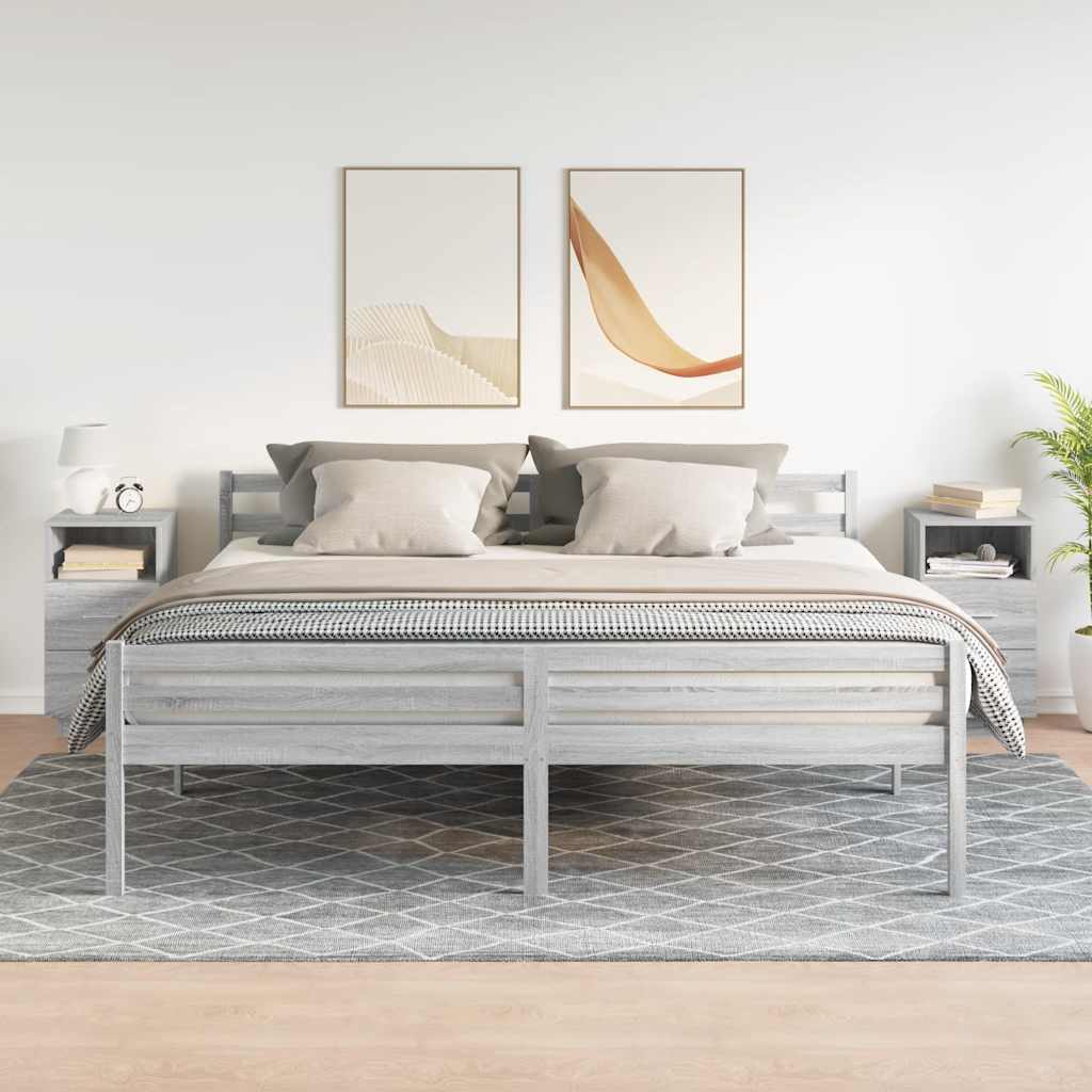 Vidaxl nachtkastjes 2 st met 2 lades 36x36x68 cm grijs sonoma eiken