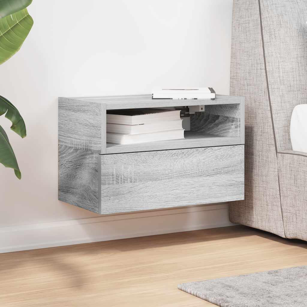 Vidaxl nachtkastje wandgemonteerd 45x26x28,5cm grijs sonoma eikenkleur