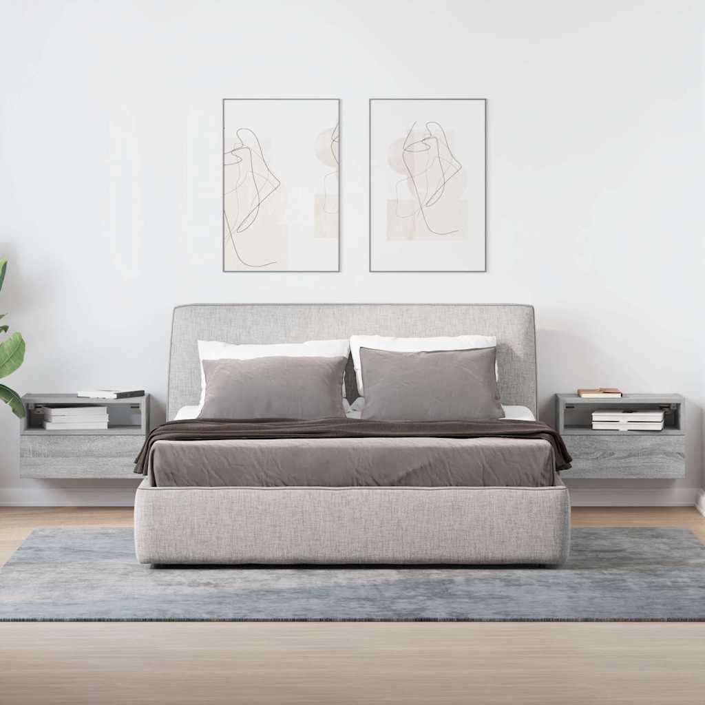 Vidaxl nachtkastjes 2st wandgemonteerd 45x26x28,5cm grijs sonoma eiken