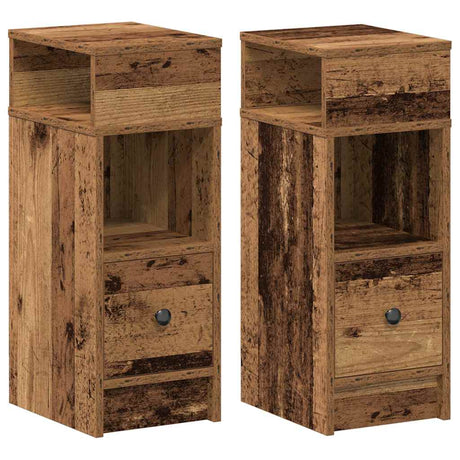 Vidaxl nachtkastjes 2 st met lade 25x31x66 cm oud houtkleurig