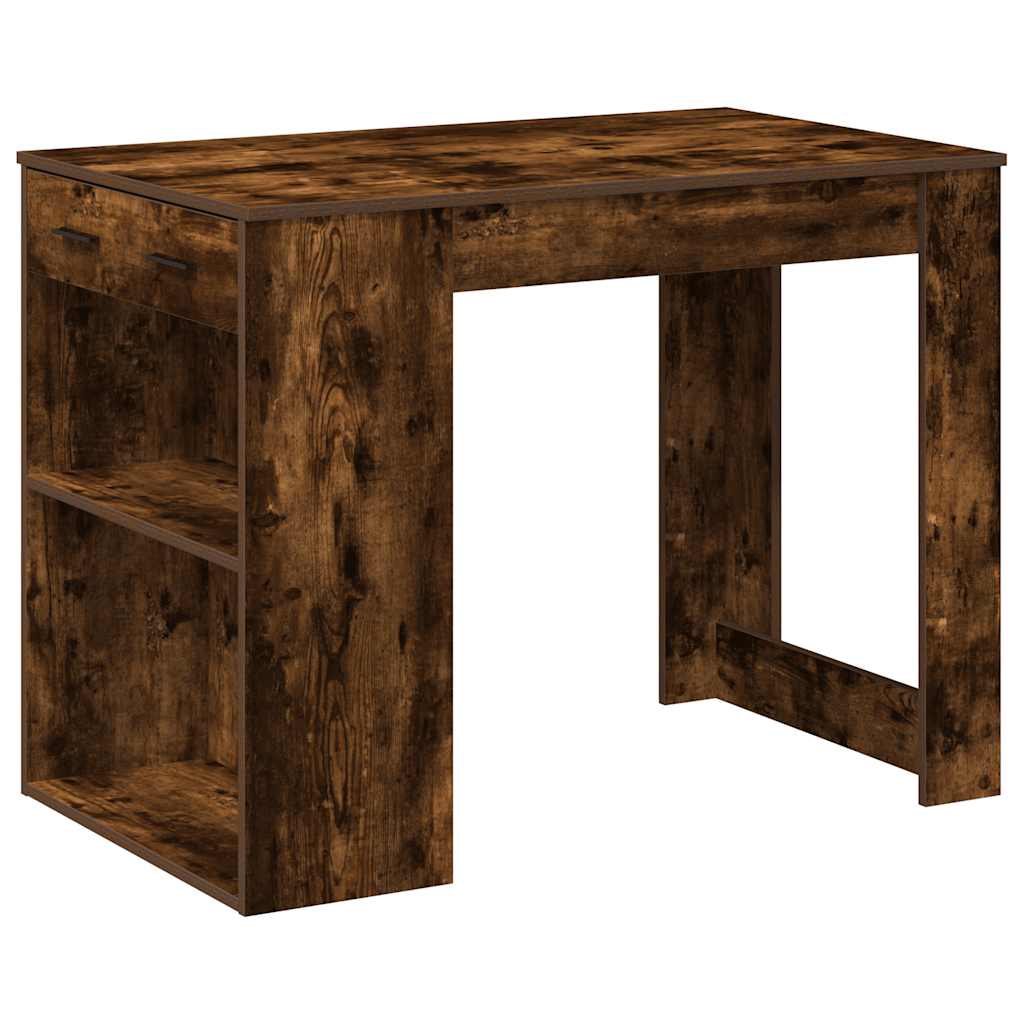 Vidaxl bureau met lade plank 102x62x77,5 cm bewerkt hout gerookt eiken