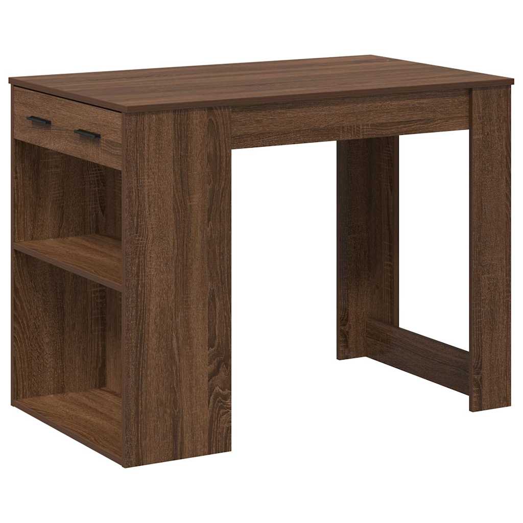 Vidaxl bureau met lade en plank 102x62x77,5cm bewerkt hout bruin eiken