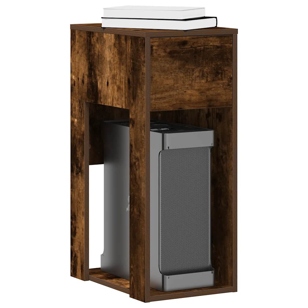Vidaxl computertorenstandaard met lade 30x44x74 cm gerookt eikenkleur