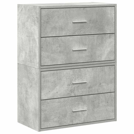 Vidaxl kasten met 4 lades 2 st 60x31x40 cm bewerkt hout betongrijs