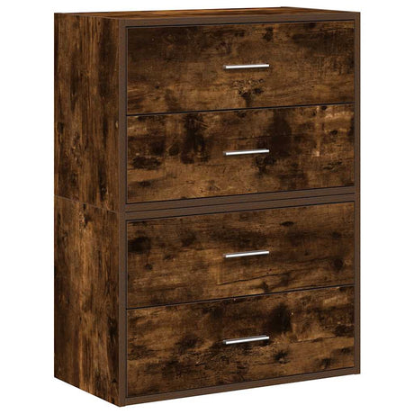 Vidaxl kasten met 4 lades 2 st 60x31x40 cm bewerkt hout gerookt eiken