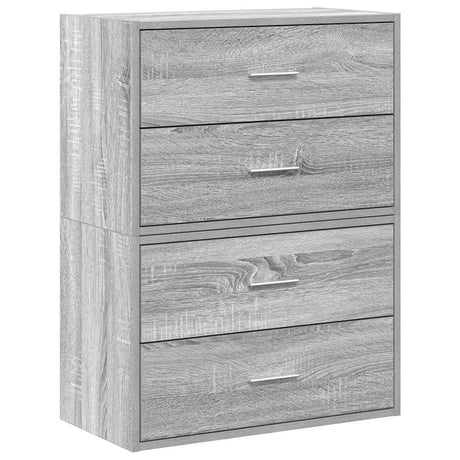 Vidaxl kasten met 4 lades 2 st 60x31x40 cm bewerkt hout grijs sonoma