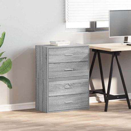 Vidaxl kasten met 4 lades 2 st 60x31x40 cm bewerkt hout grijs sonoma
