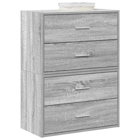 Vidaxl kasten met 4 lades 2 st 60x31x40 cm bewerkt hout grijs sonoma