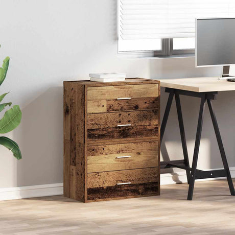 Vidaxl kasten met 4 lades 2 st 60x31x40cm bewerkt hout oud houtkleurig