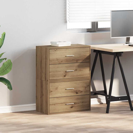 Vidaxl kasten met 4 lades 2st 60x31x40cm bewerkt hout artisanaal eiken