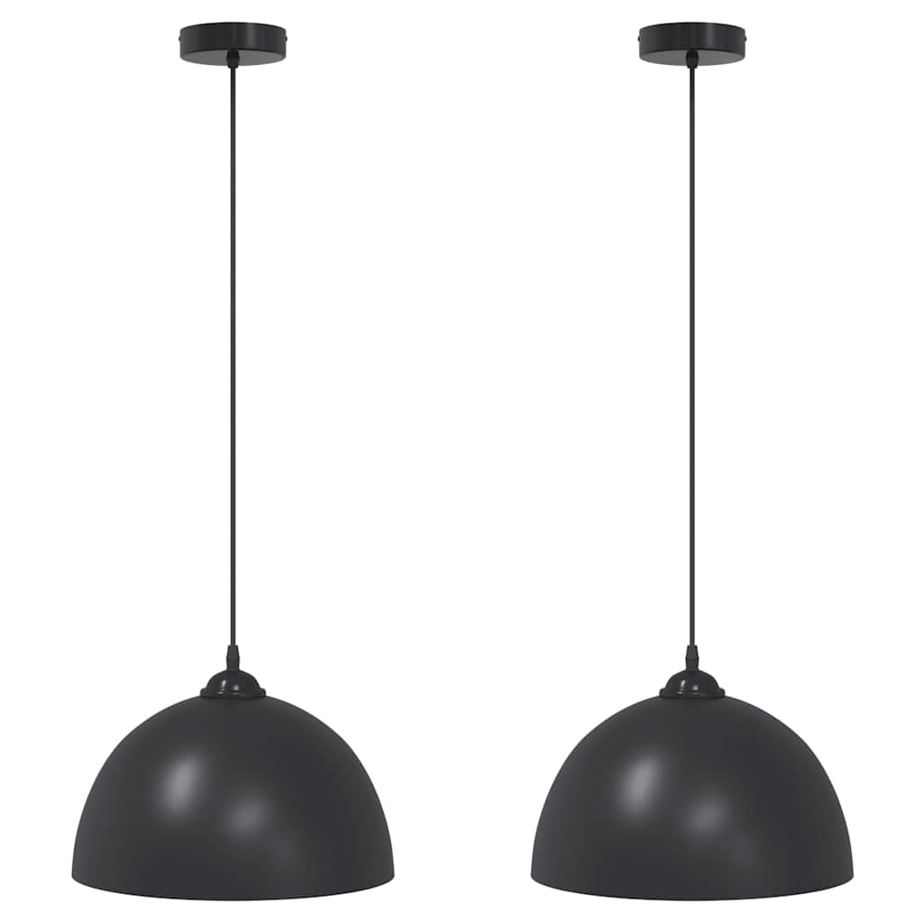 Vidaxl hanglampen 2 st in hoogte verstelbaar e27 30 cm metaal zwart