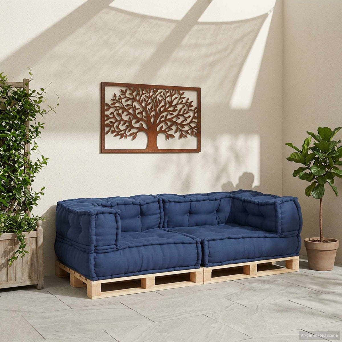 Vidaxl modulair sofabet 3 st stof indigo 140 x 70 x 36 cm