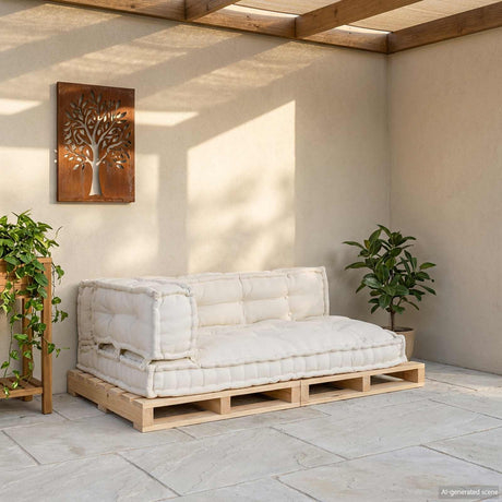 Vidaxl pallet sofa kussen 3 st stof crèmekleurig 120 x 80 x 34 cm