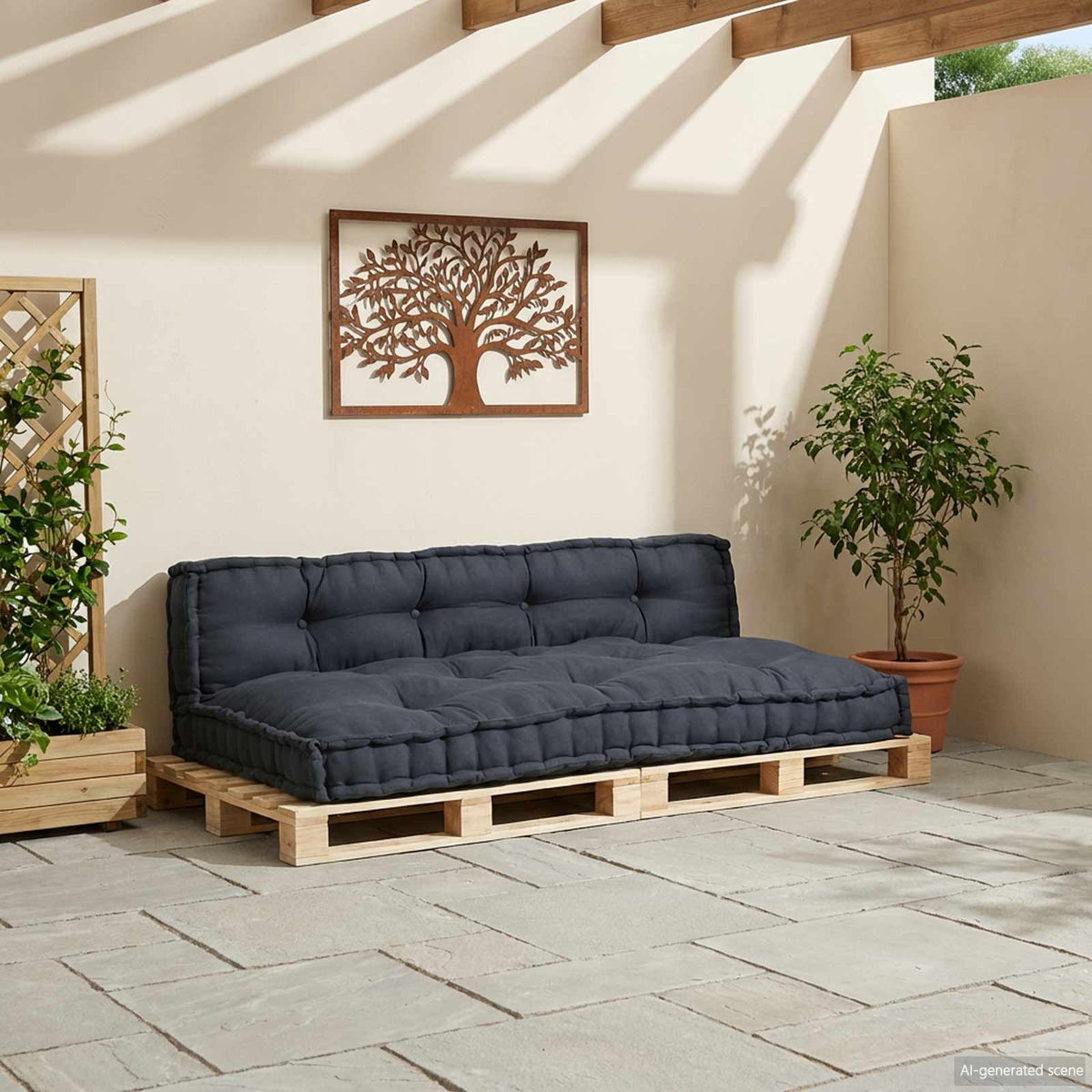 Vidaxl pallet sofa kussen 2 st stof antracietkleurig 120 x 80 x 38 cm