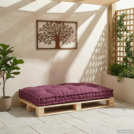 Vidaxl pallet sofa kussen bordeaux 120 x 80 x 12 cm stof