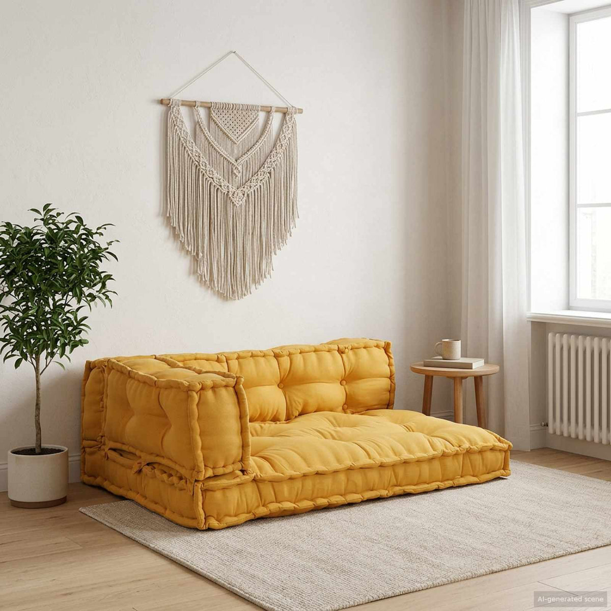 Vidaxl pallet sofa kussen 3 st stof geel 120 x 80 x 38 cm