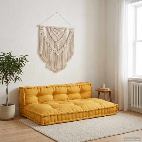 Vidaxl pallet sofa kussen 2 st stof geel 120 x 80 x 38 cm