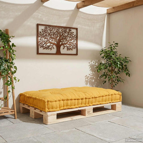 Vidaxl pallet sofa kussen geel 120 x 80 x 12 cm stof